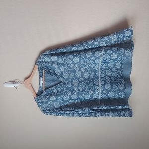 Loose Blue and White Blouse